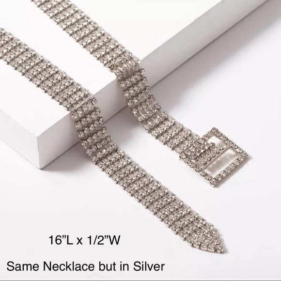 Gorgeous Gold Crystal Buckle Necklace - Picture 3 of 4